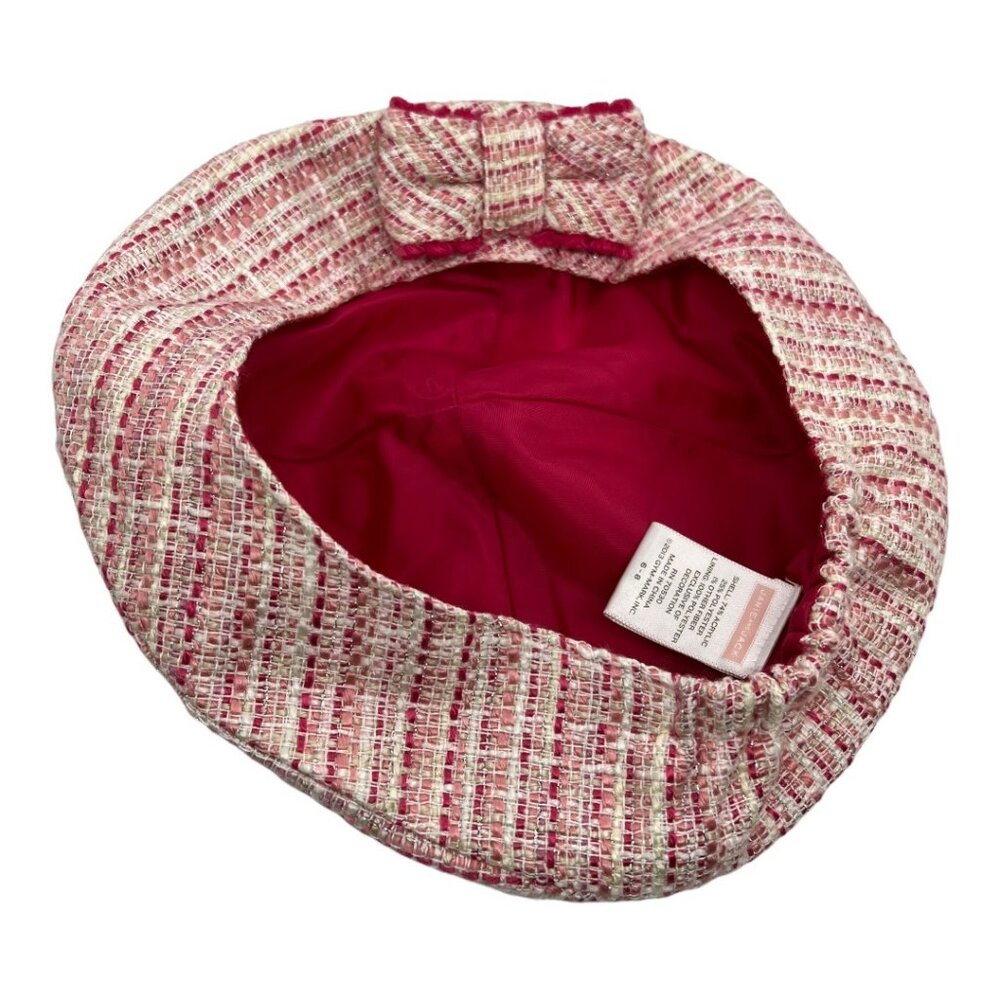 Janie and Jack Darling Sophistication Pink Tweed Beret Hat Girls Size 6-8